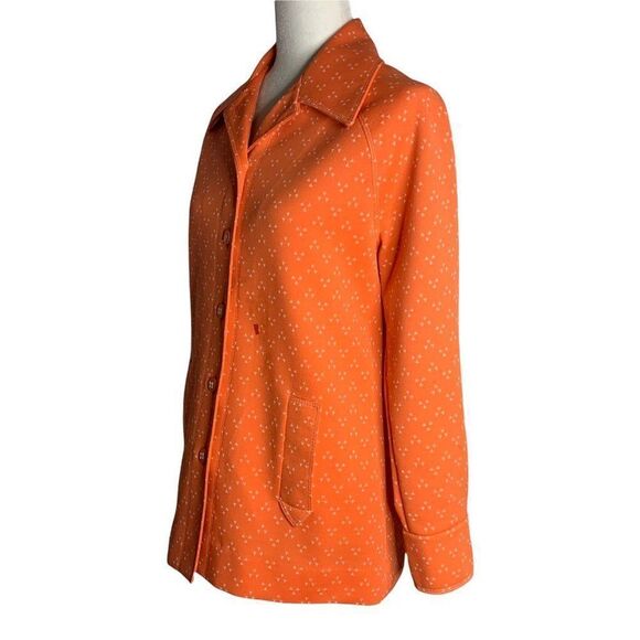 Vintage 70s Catalina Double Knit Leisure Pant Suit M Orange Bellbottoms Polyeste - Picture 5 of 10